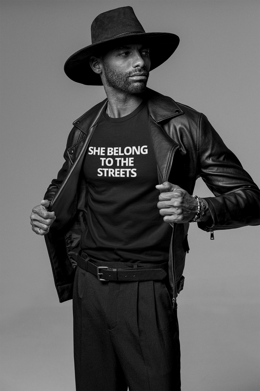 SHE BELONG TO THE STREETS Unisex t-shirt (R.E.D URL ON THE BACK)
